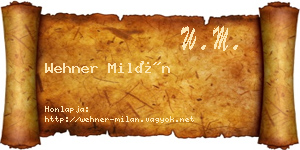 Wehner Milán névjegykártya